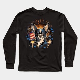 chihuahua firework 4th of July Long Sleeve T-Shirt